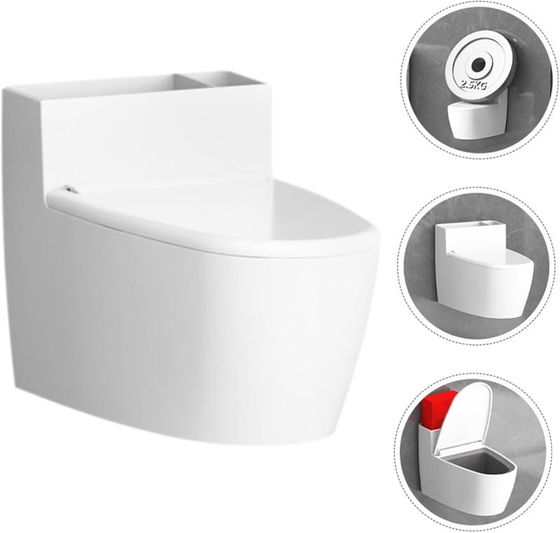 حامل سجائر معلق على الحائط على شكل مرحاض مع غطاء، حاوية رماد حمام من الفولاذ المقاوم للصدأ - Image 5